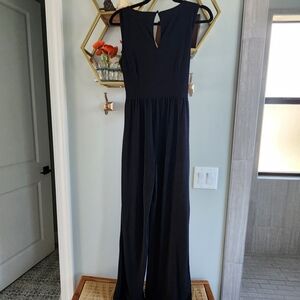 INC International Concepts Black Sleeveless V‑Neck Wide‑Leg Jumpsuit
